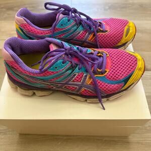 Asics Women's Sneakers - Pink with Purple and Yellow Accents